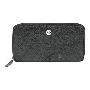 CHANEL Crinkled Leather CC Quilted Zip Wallet 2012-2013